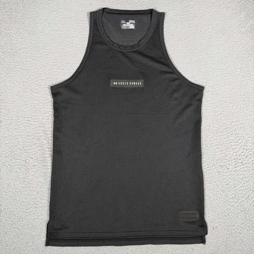 Under Armour Tank Top Mens Medium Black Athletic Running Mesh Workout Breathable